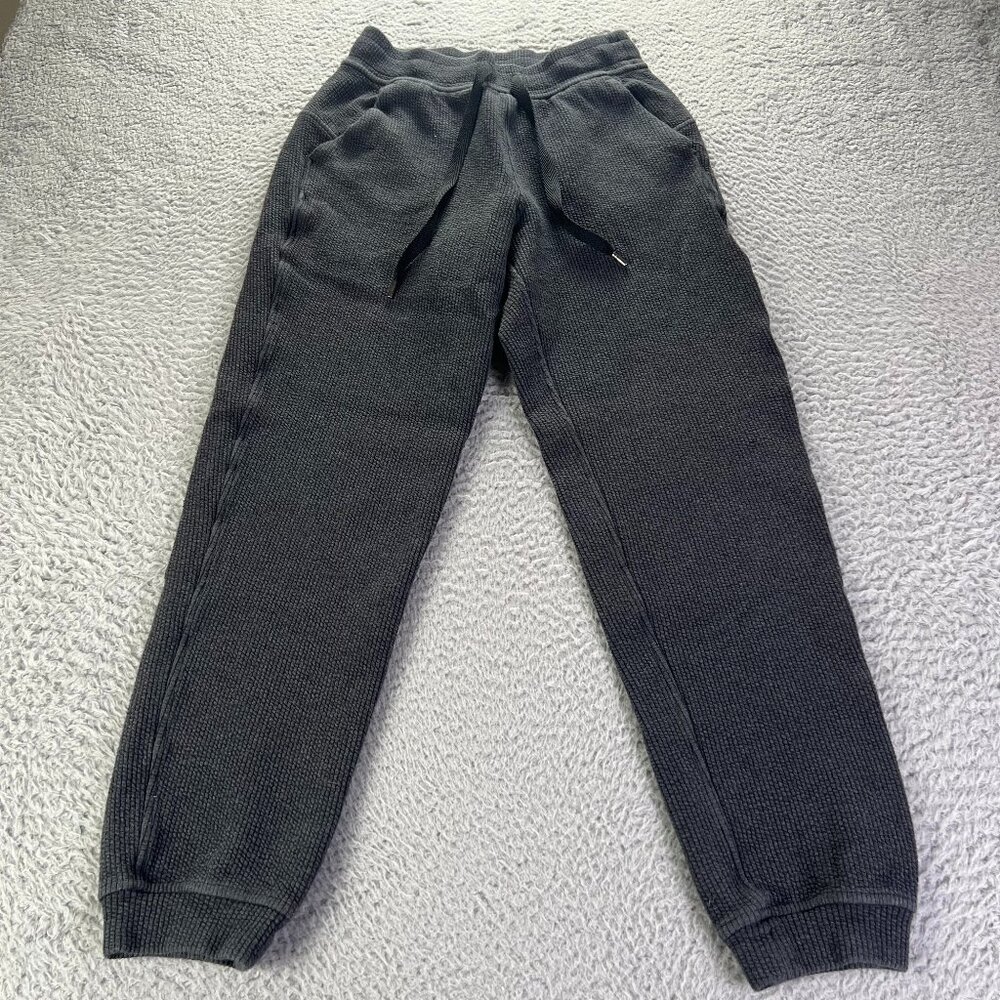 Lululemon Sweatpants Womens 2 Gray Ribbed Drawstring Pull On Tapered Athletic